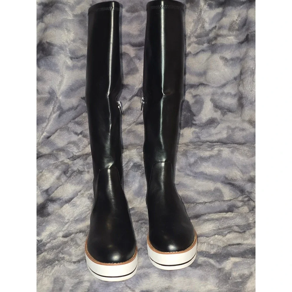 NWB Silent D Nadia Black Stretch Knee High Platform‎ Boots EU39 size 8/8.5